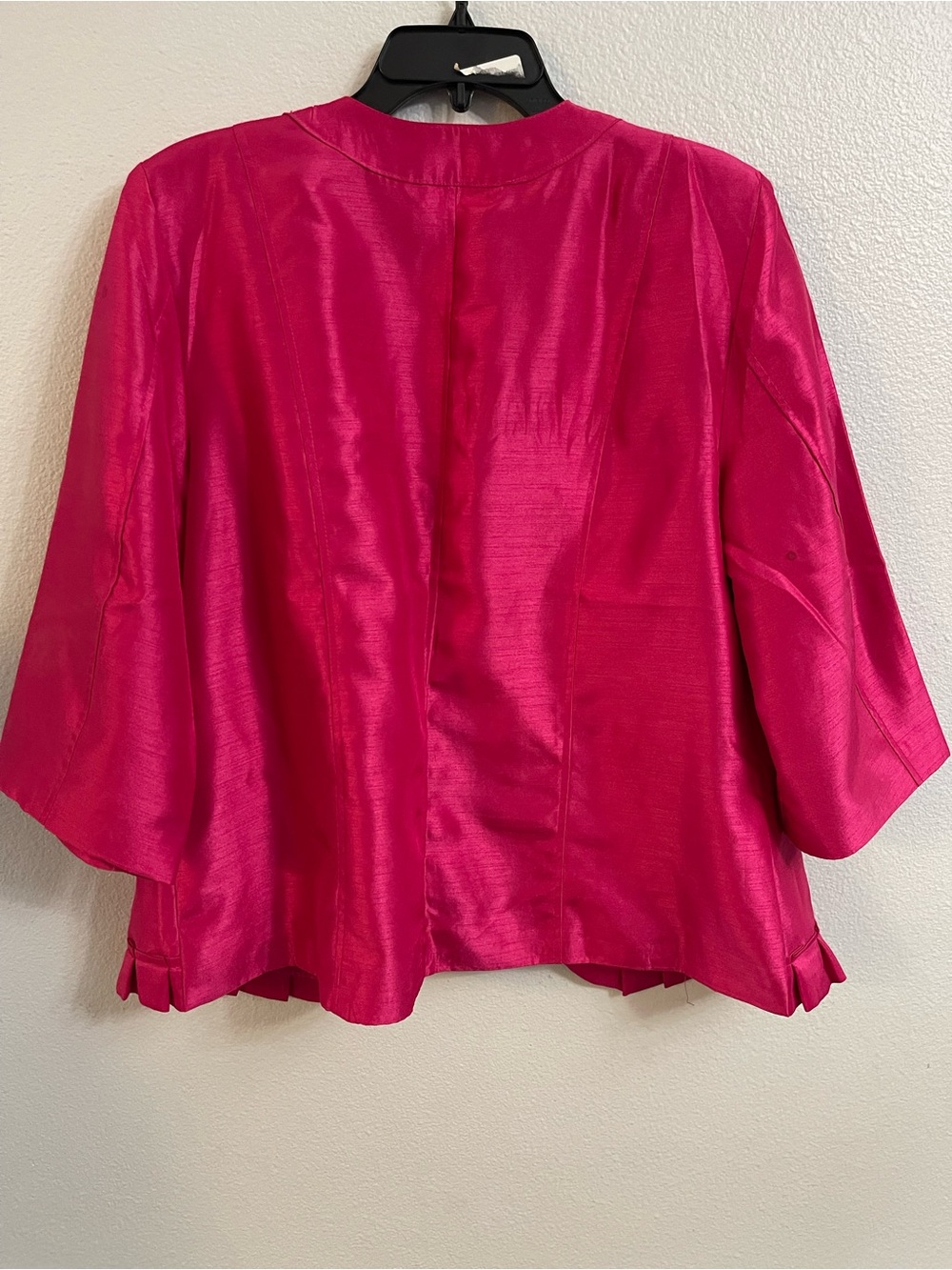 dressbarn Fuchsia Satin Open-Front Ruffle Hem Jacket Size 14/16 - Picture 6 of 11
